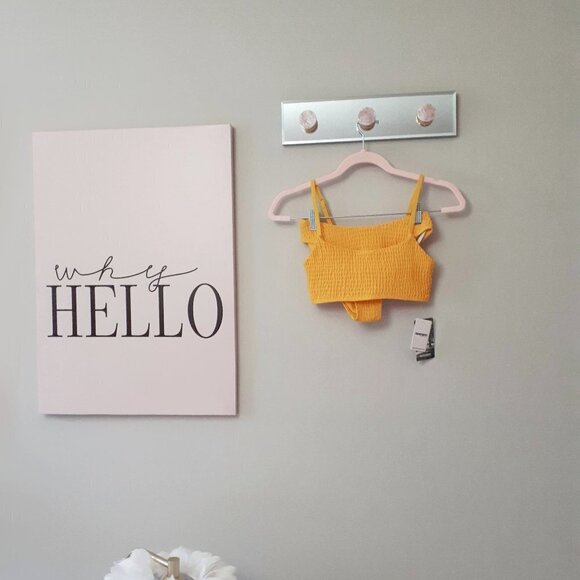 NWT Mosmann yellow lined ribbed bikini top and bottom set, M - Picture 15 of 16